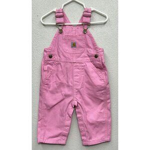 NEW Carhartt Girls Loose Fit Bib Canvas Overall Rose Bloom Pink (6M) 6 Month